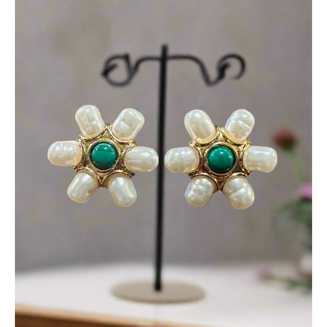 Pearl Flower Pedal Earrings