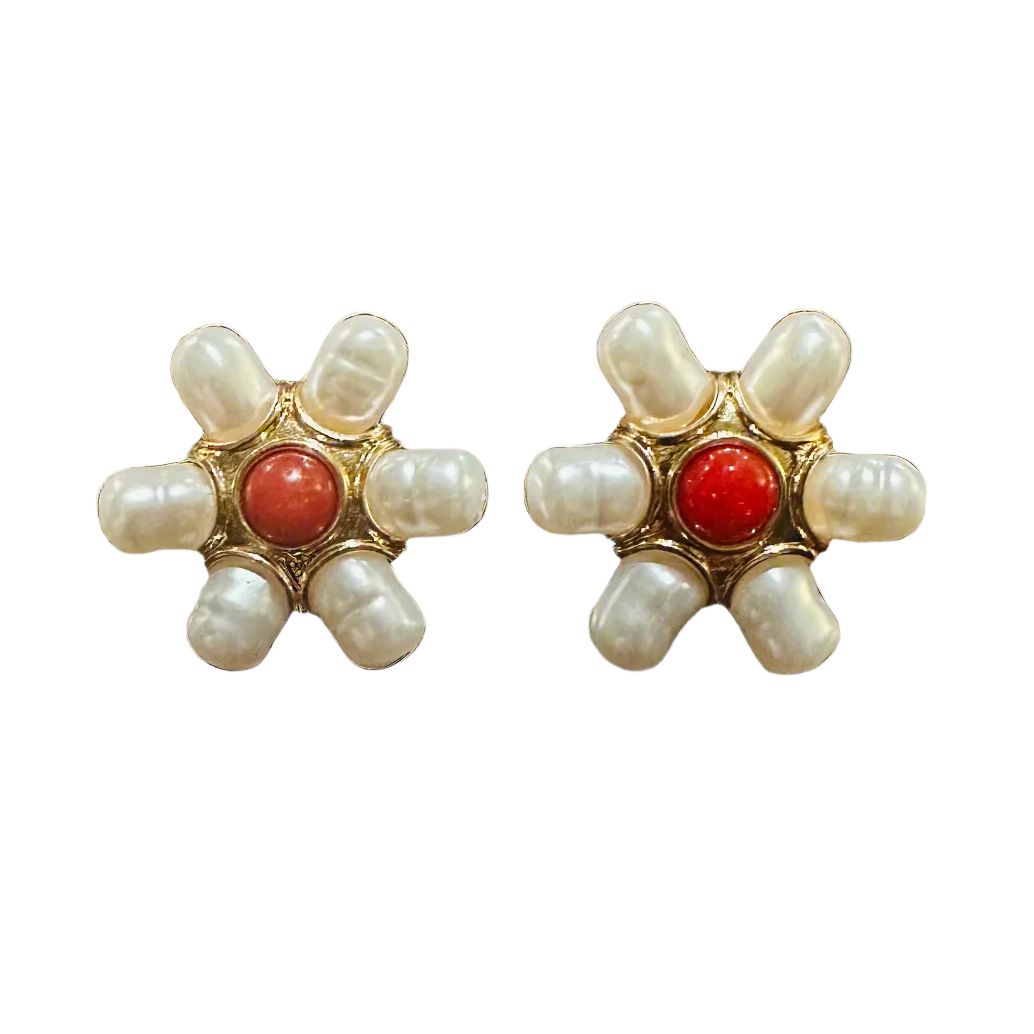 Pearl Flower Pedal Earrings