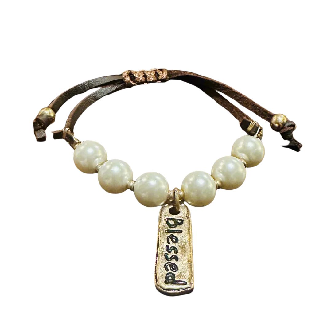 Blessed Pearl Leather Bracelet