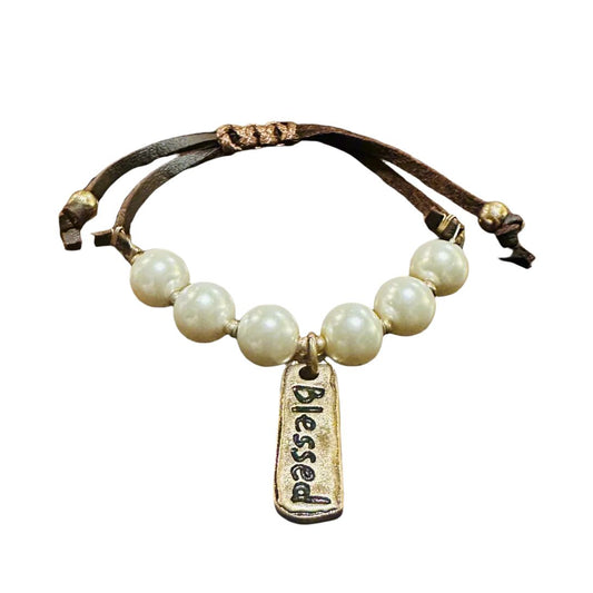 Blessed Pearl Leather Bracelet