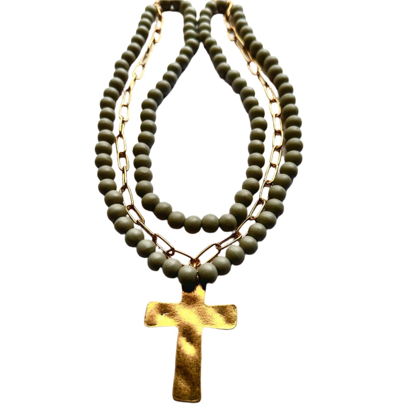 Beaded Cross Link Necklace