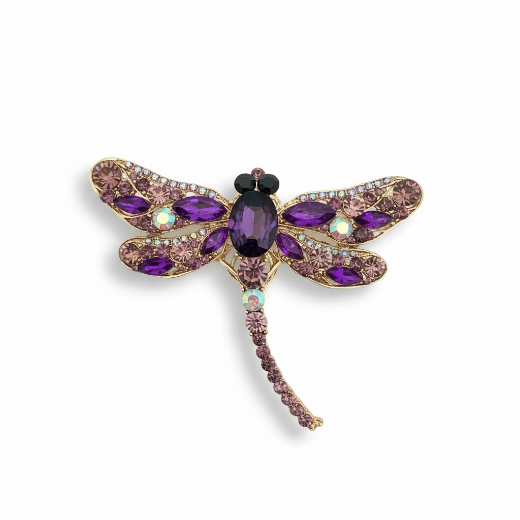 Rhinestone Dragon Fly Brooch