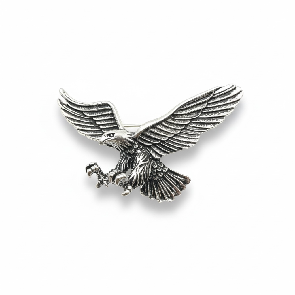 Flying Silver Eagle Brooch