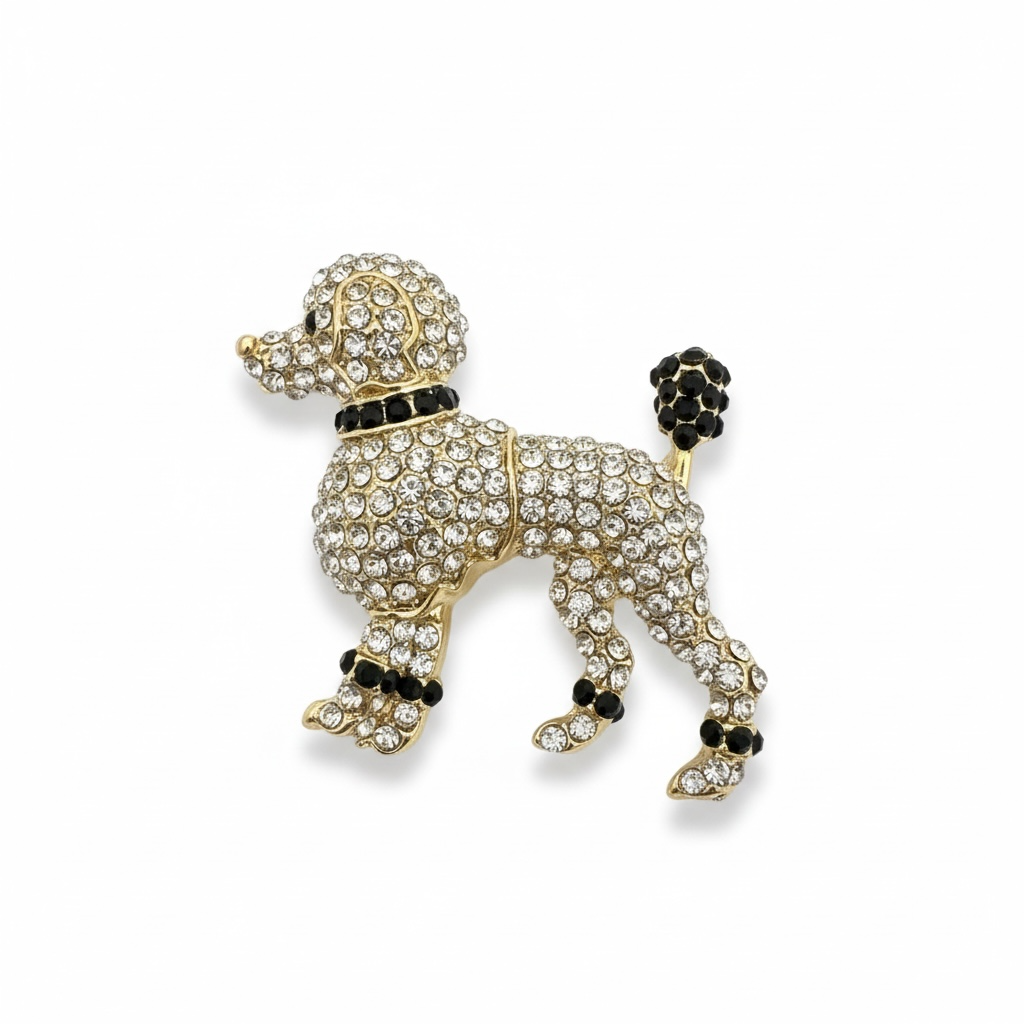 Rhinestone Poodle Brooch
