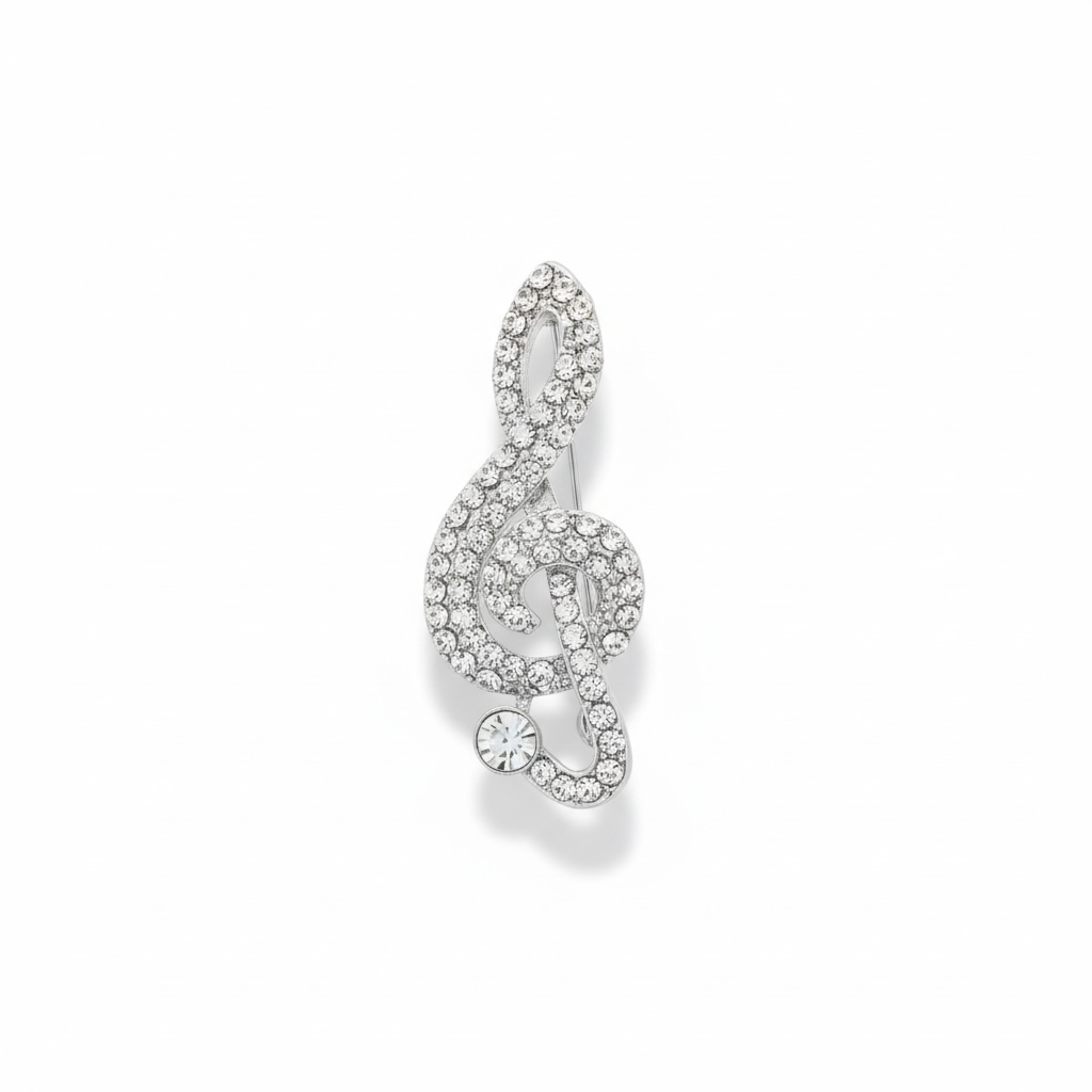 Rhinestone Music Note Brooch