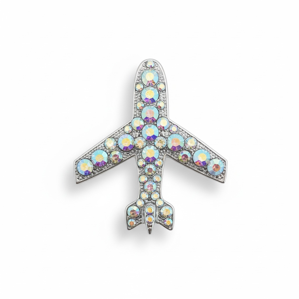 Rhinestone Airplane Brooch
