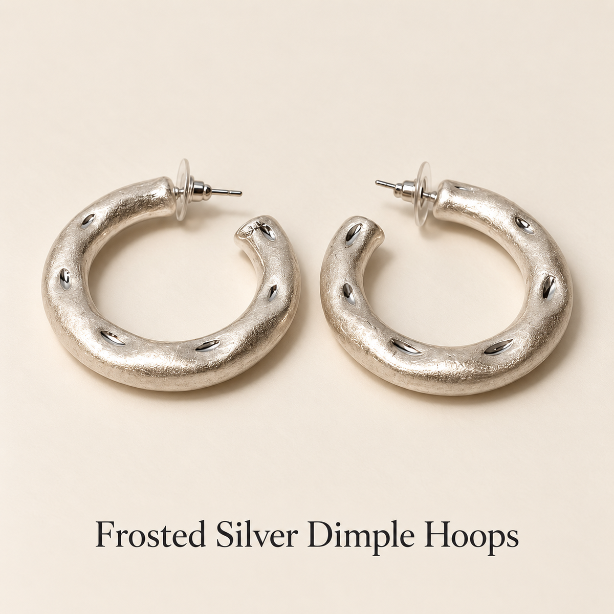 Silver Frosted Statement Hoops