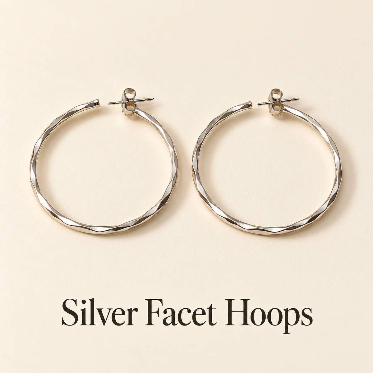 Silver Frosted Statement Hoops