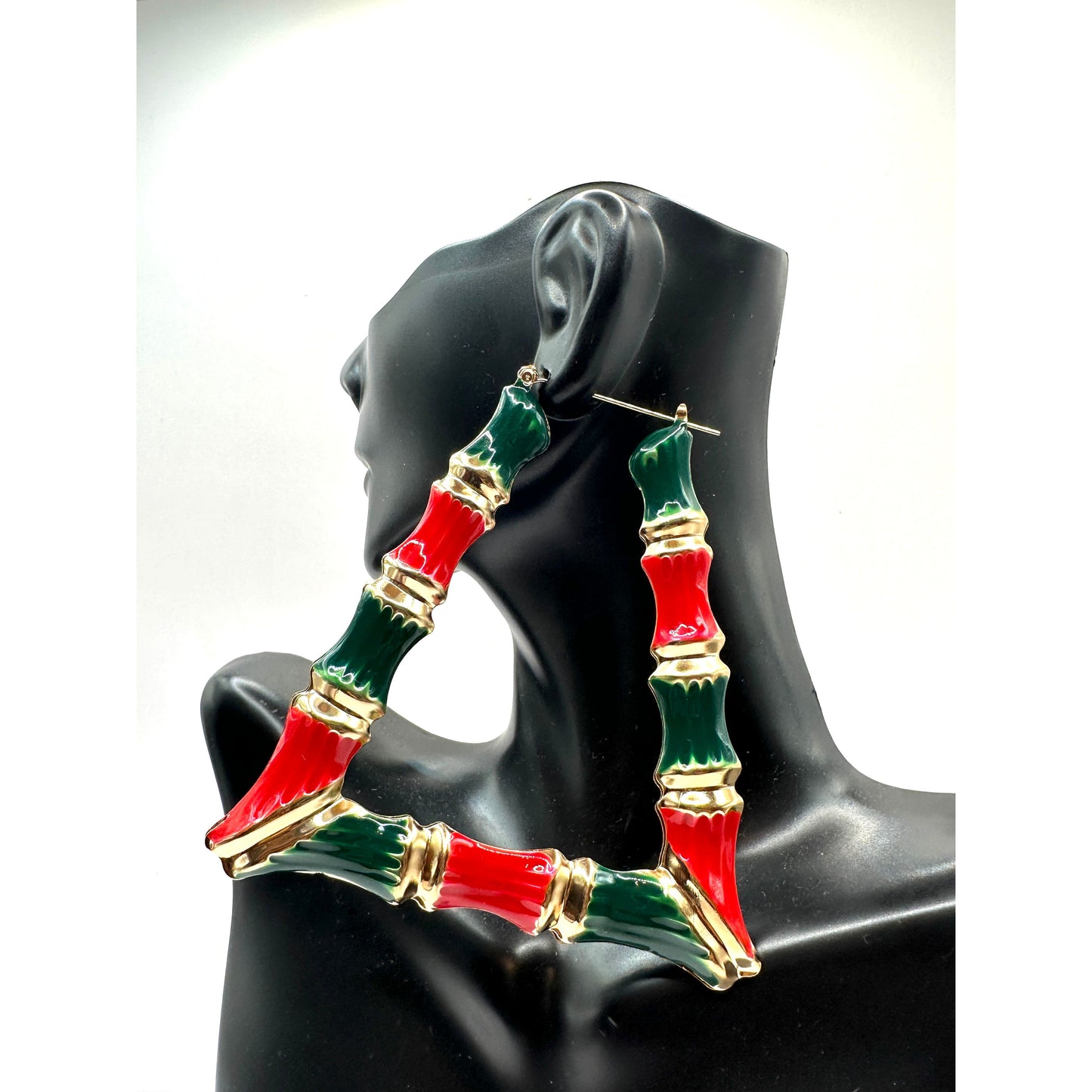 Bamboo Large Red/Green Earrings