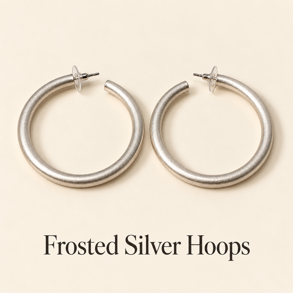 Silver Frosted Statement Hoops