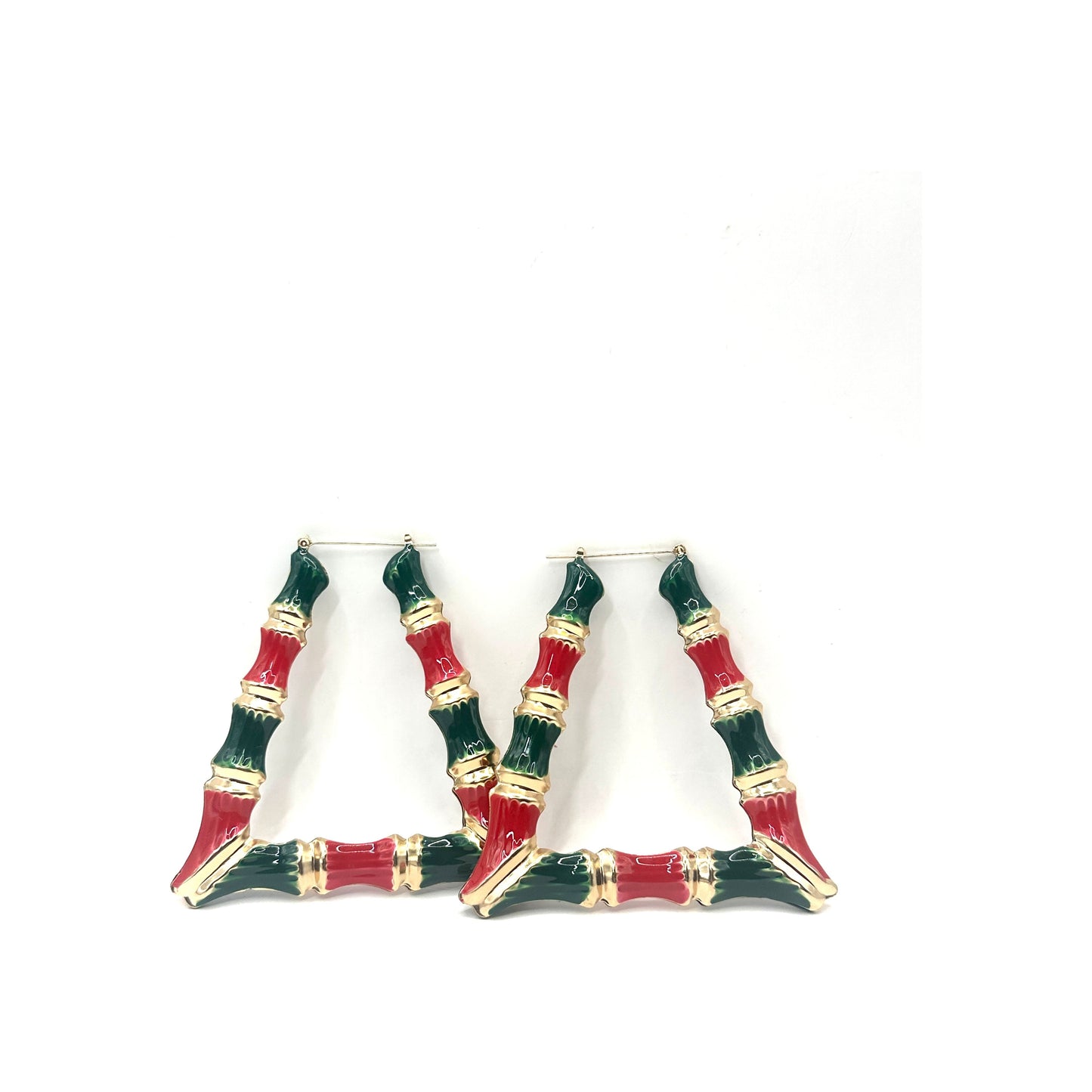 Bamboo Large Red/Green Earrings