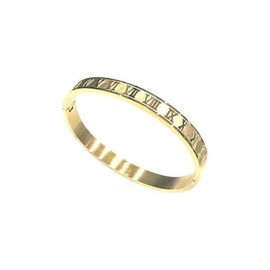 Numerical Wide Gold Bangle