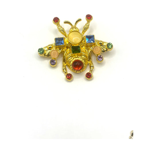 Dark Gold Multi Stone Brooch