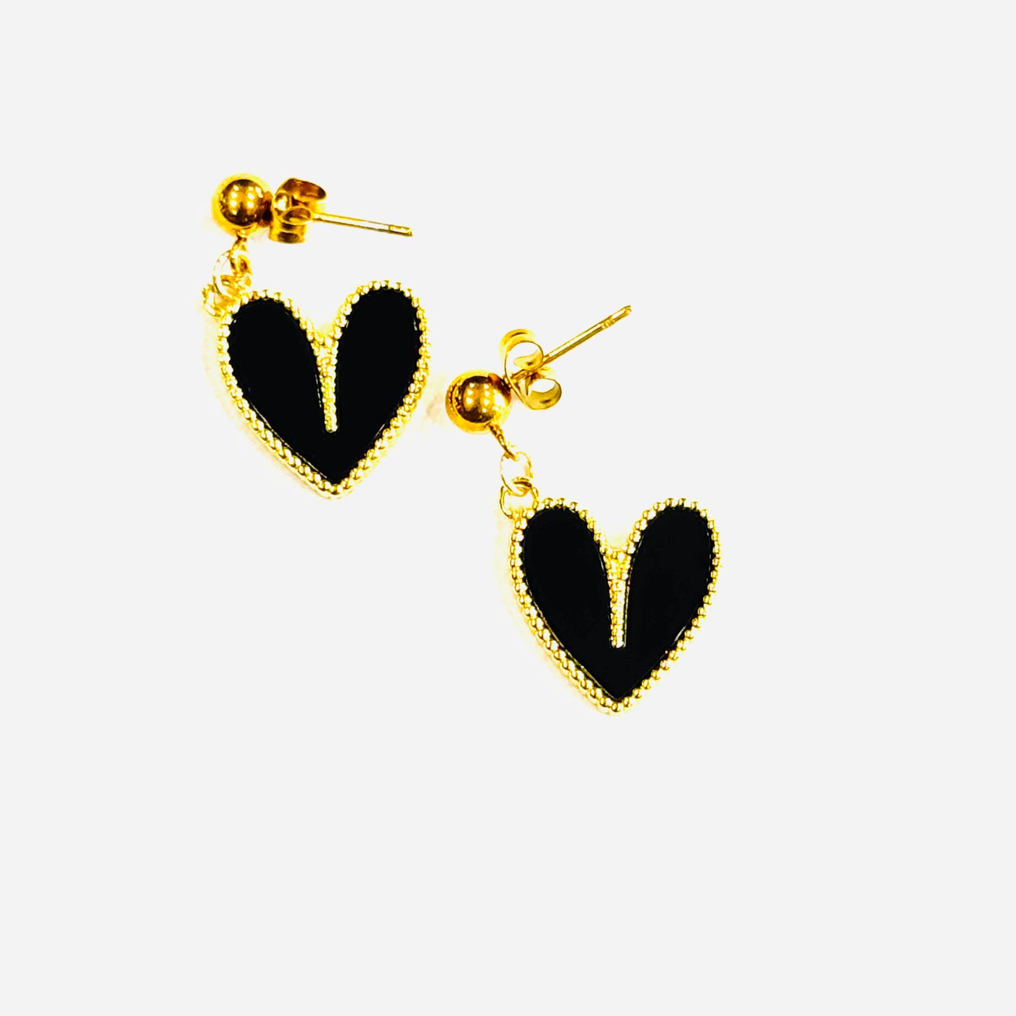 Gold Trim Heart Earrings