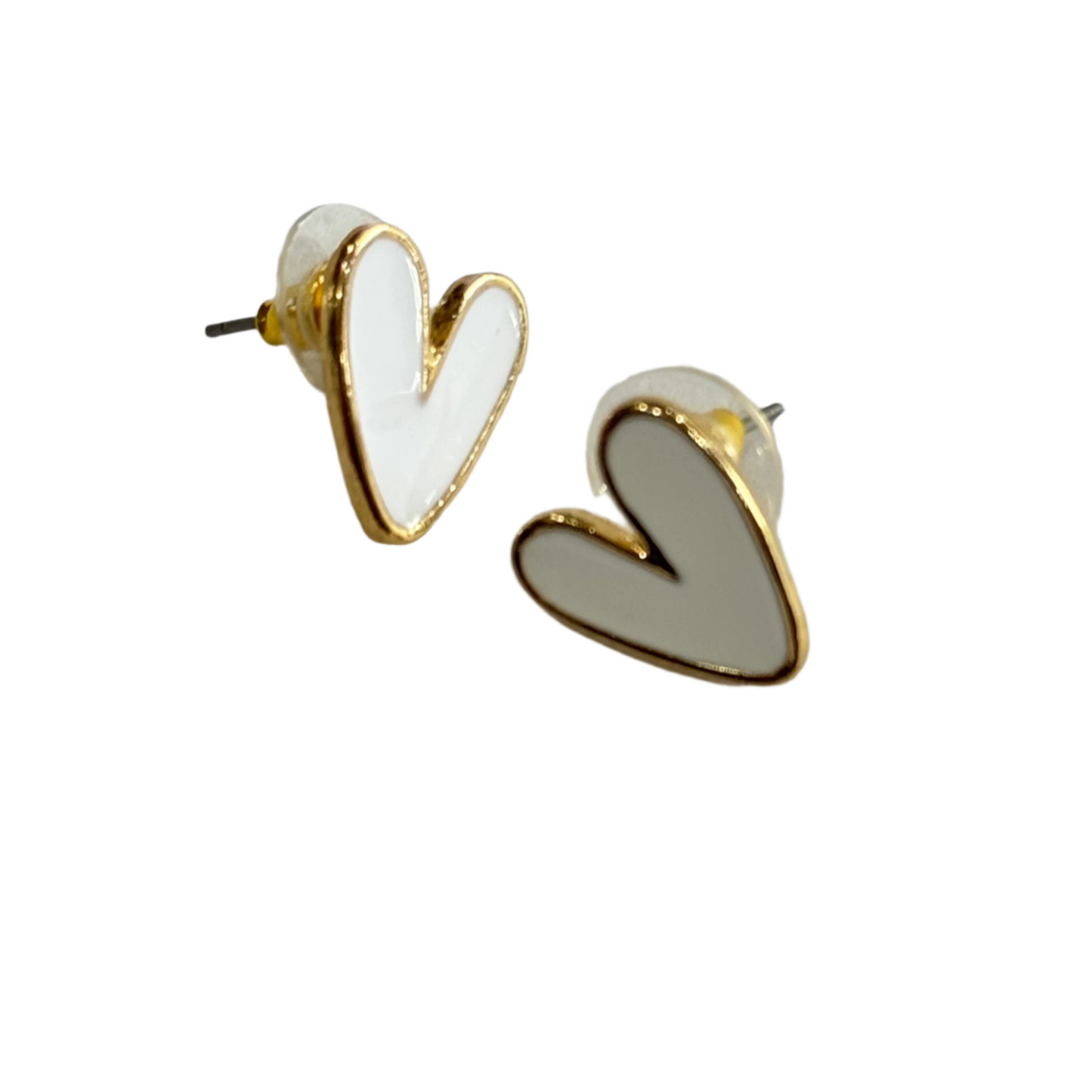 Gold Trim Heart Earrings