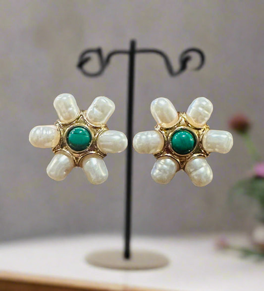 Pearl Flower Pedal Earrings