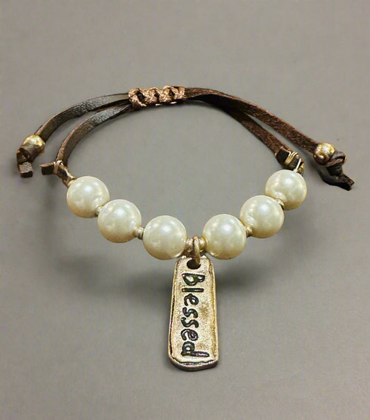 Blessed Pearl Leather Bracelet