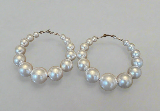 Large Pearl Hoop Earrings