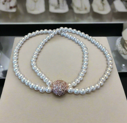 Rhinestone Ball Pearl Bracelet