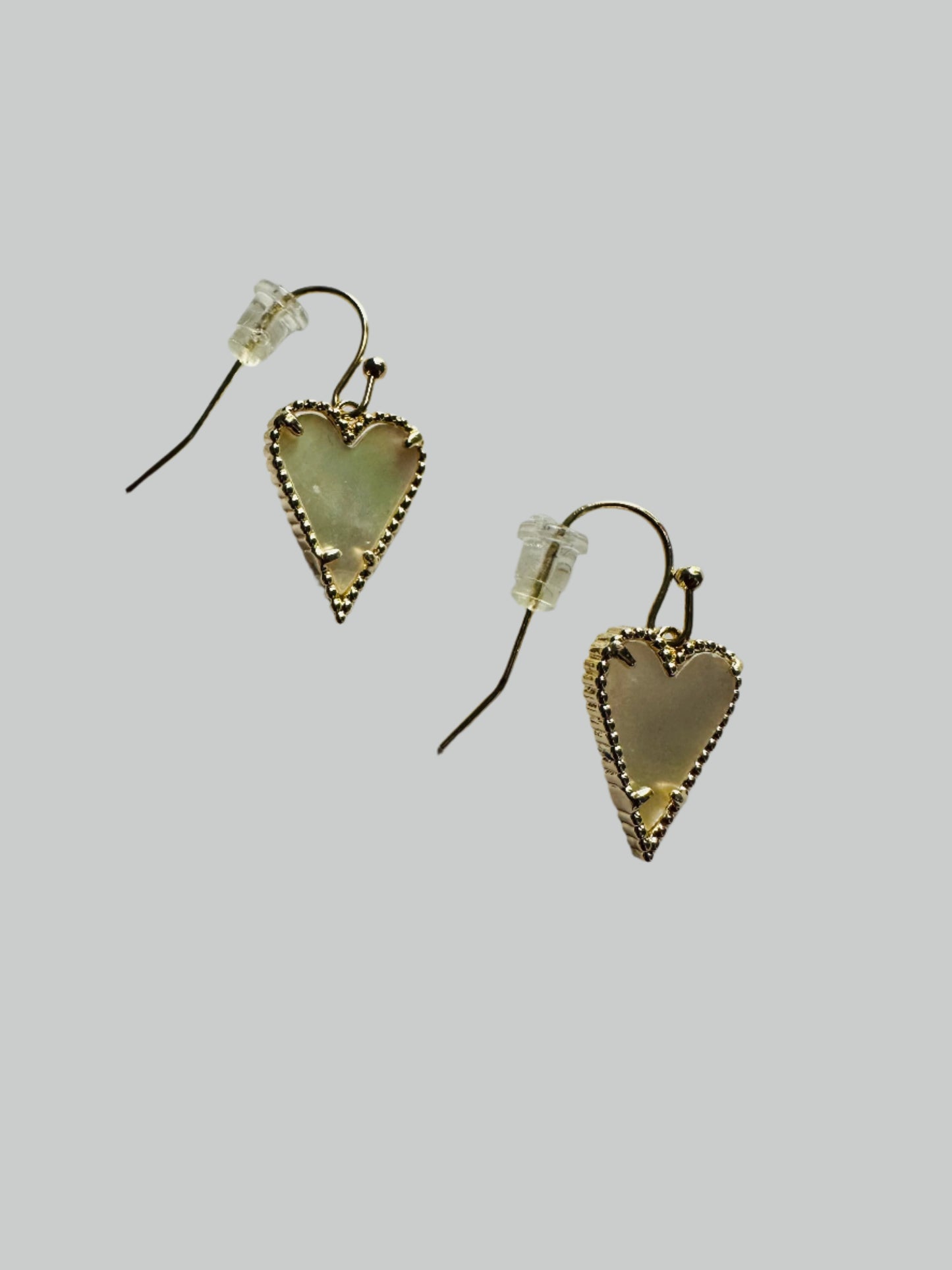 Gold Mother of Pearl Heart Earrings