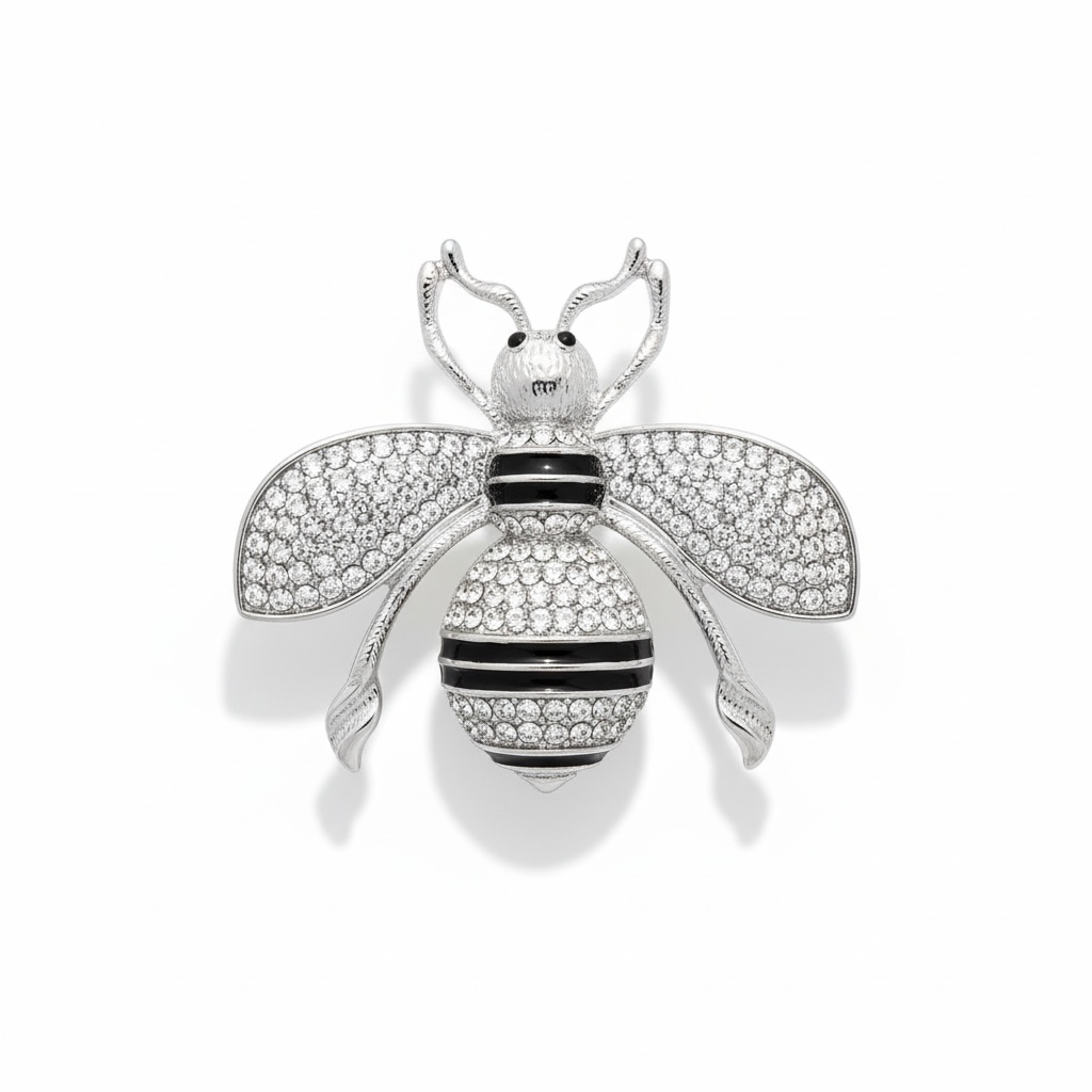 Rhinestone Beetle Brooch