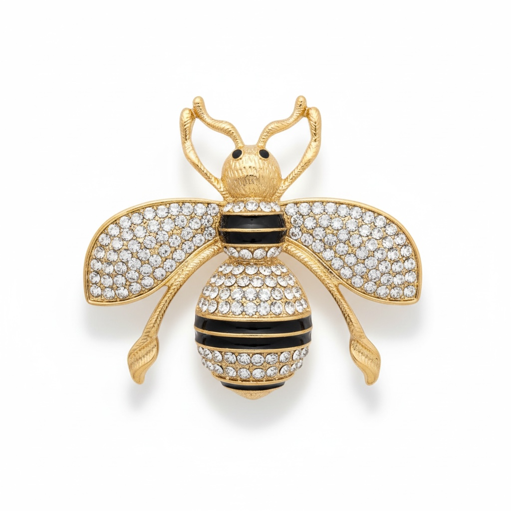 Rhinestone Beetle Brooch