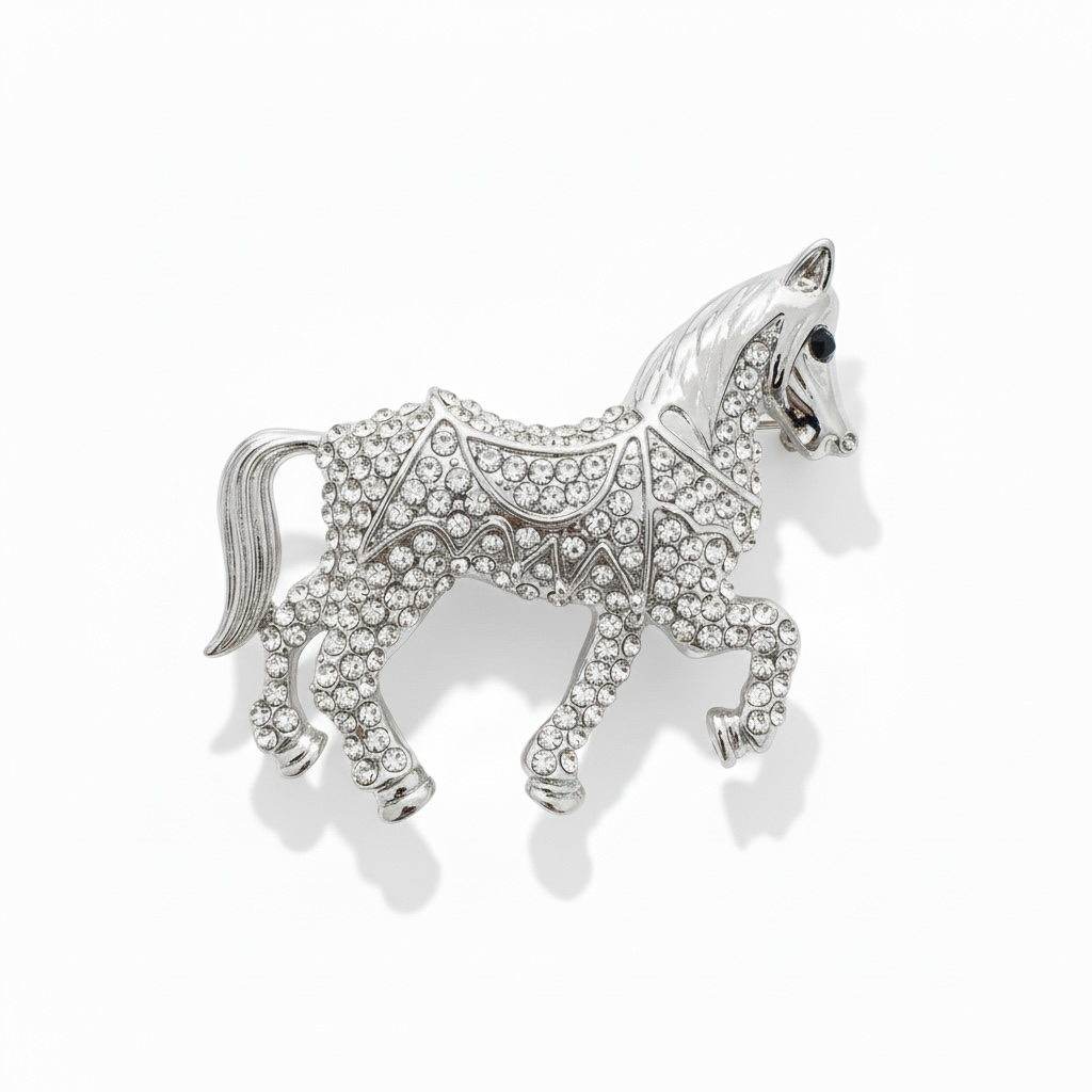 Rhinestone Show Horse Brooch