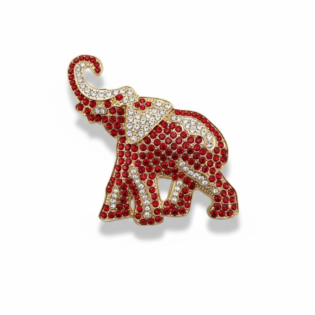 Rhinestone Elephant Brooch
