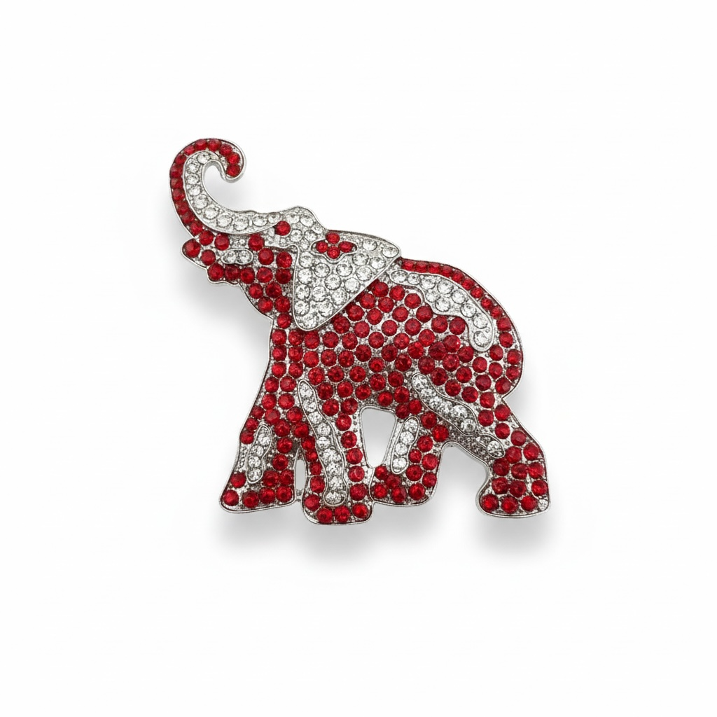 Rhinestone Elephant Brooch