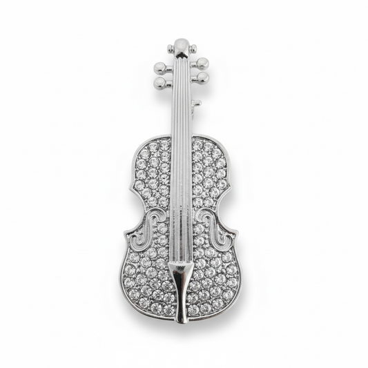 Bass Cello Rhinestone Brooch
