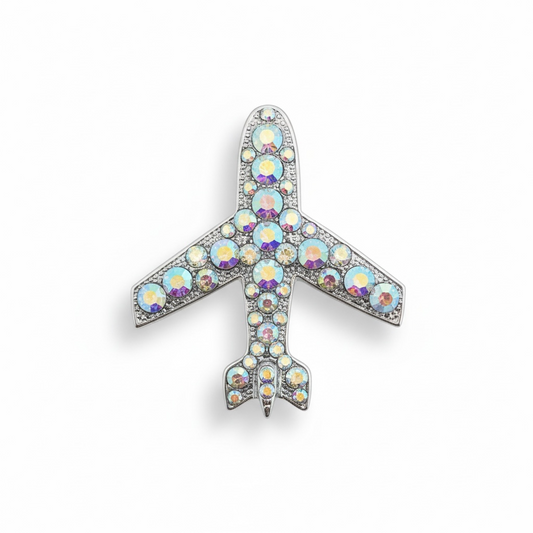 Rhinestone Airplane Brooch