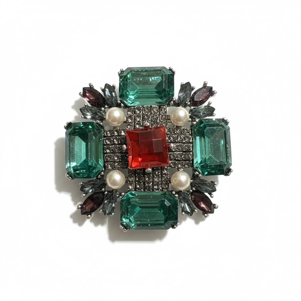 Flower Petal Rhinestone Brooch