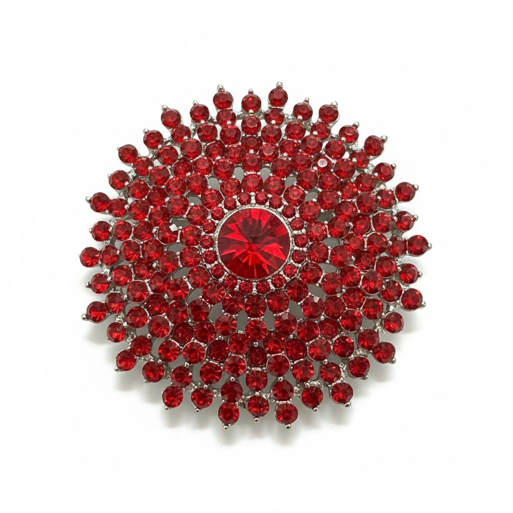 Flower Petal Rhinestone Brooch