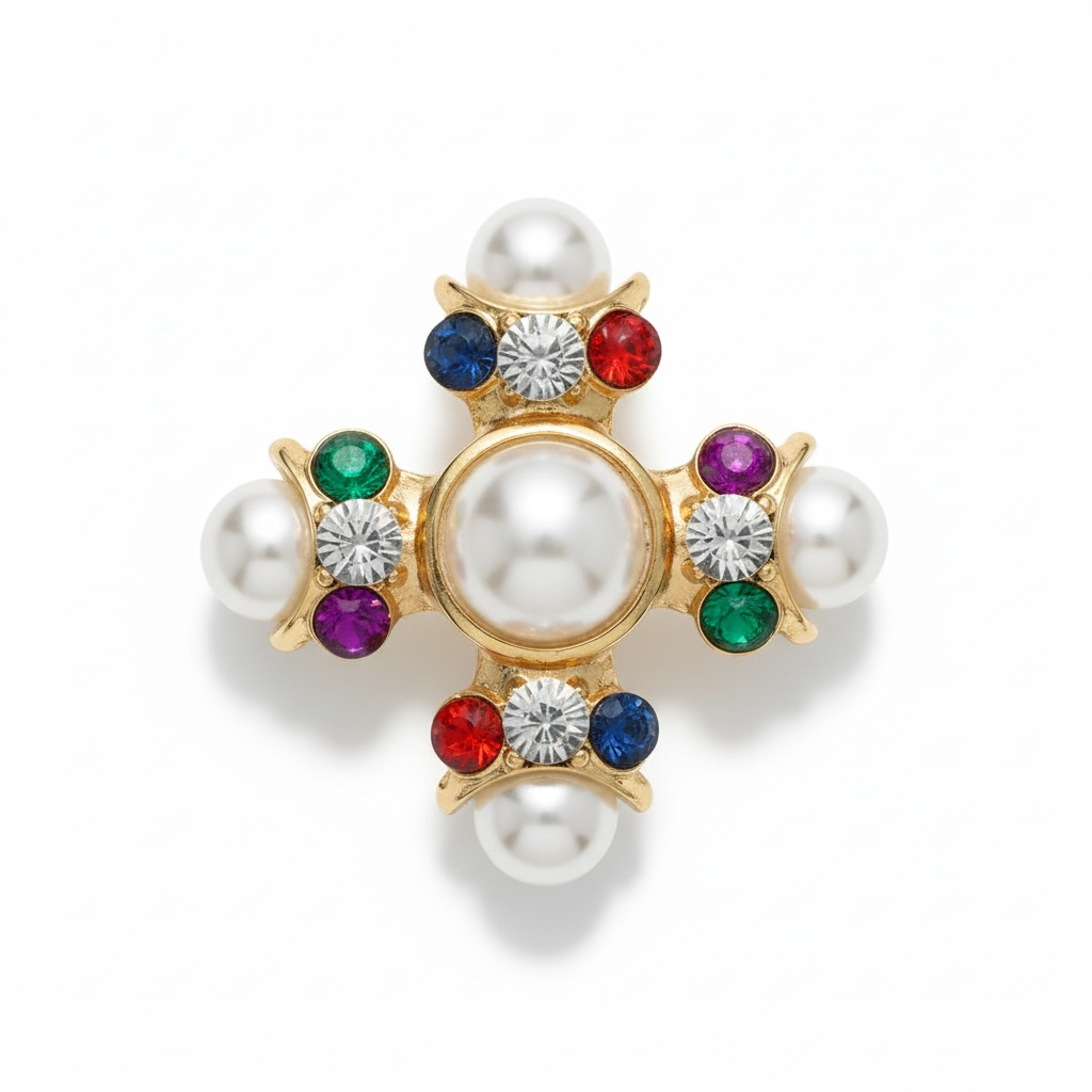 Flower Petal Rhinestone Brooch