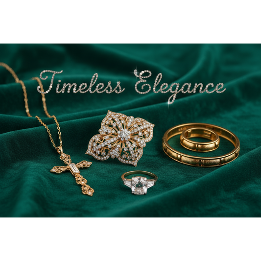 Homepage Banner - Timeless Elegance Jewelry on Emerald Green